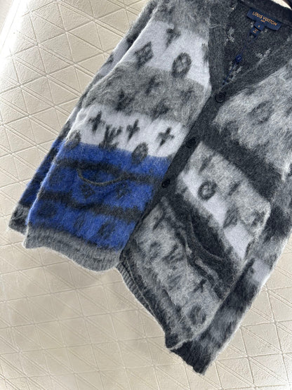 L 25 jacquard contrast mohair cardigan
