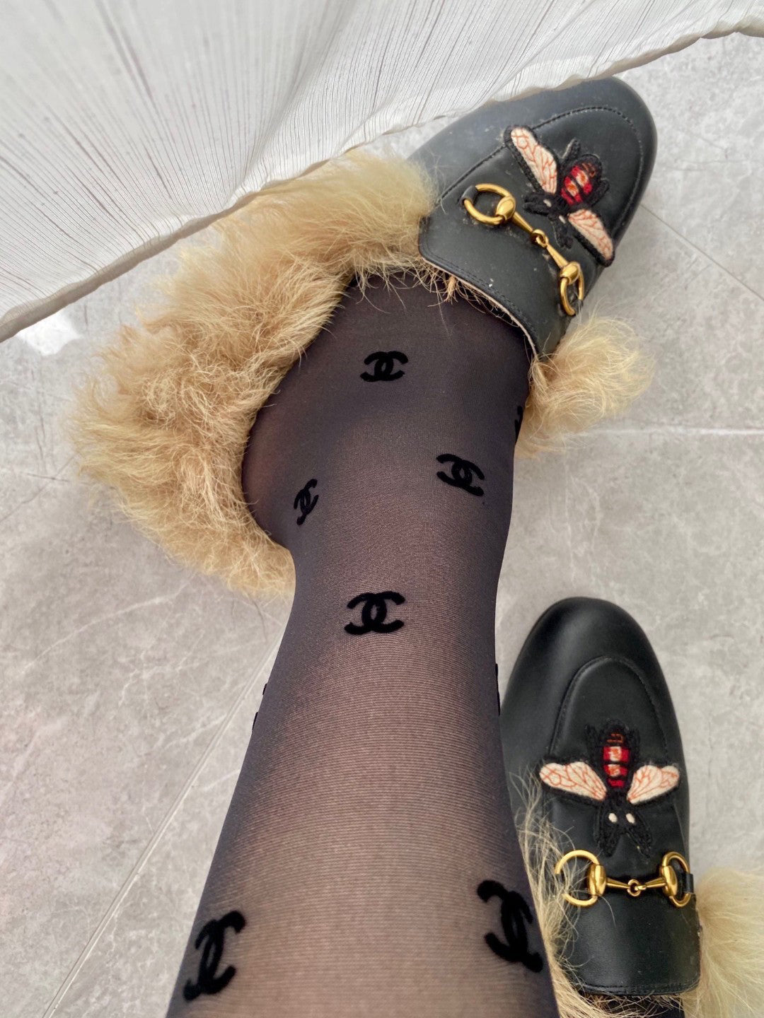 C Classic flocked letter stockings