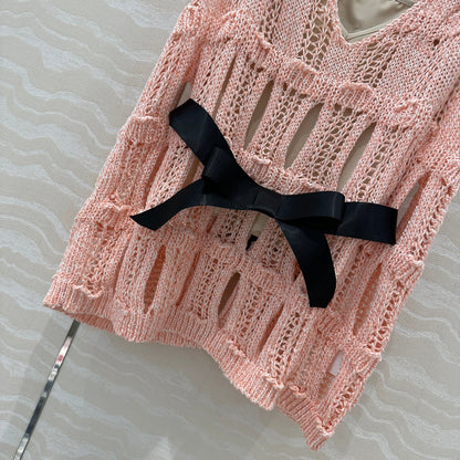 C 25 Wispy Crochet Knit Tank Top (mit Schmetterlingsgürtel) 
