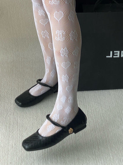 C Heart logo fishnet tights