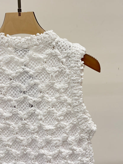 C 25 logo openwork pattern casual knit undershirt
