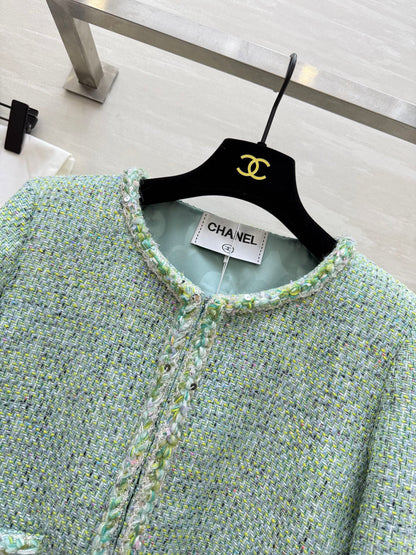 C 25 Green Braided Lace Tweed Jacket