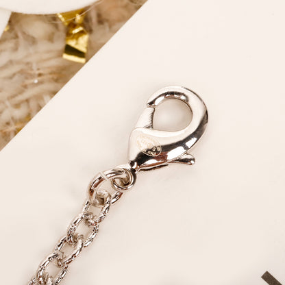 C Rhinestone pearl square chain