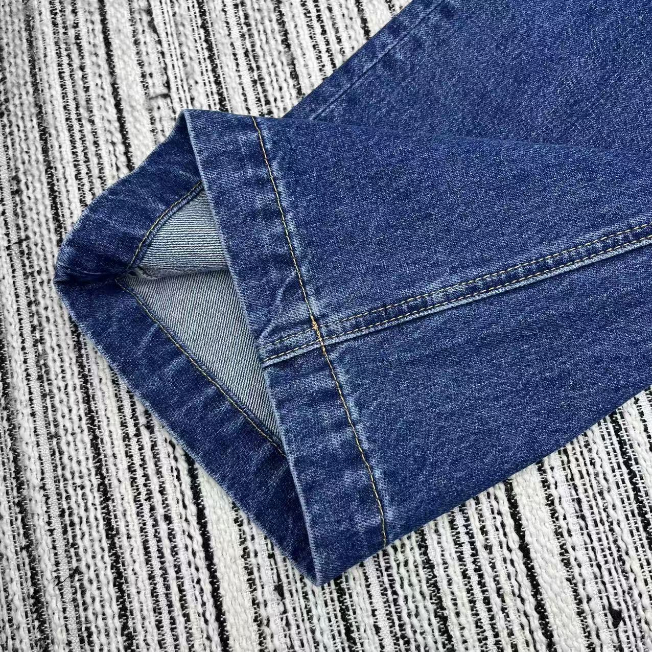 Jacquard logo denim straight leg pants