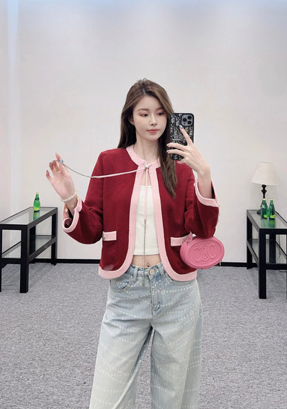 C 2025 new products Knitted cardigan（RED,BLACK,BLUE,LIGHT BLUE,PINK）