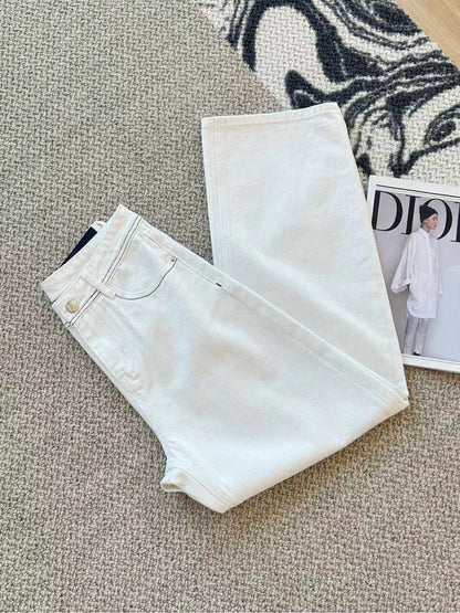 25 new custom contrast color inverted triangle decoration jeans