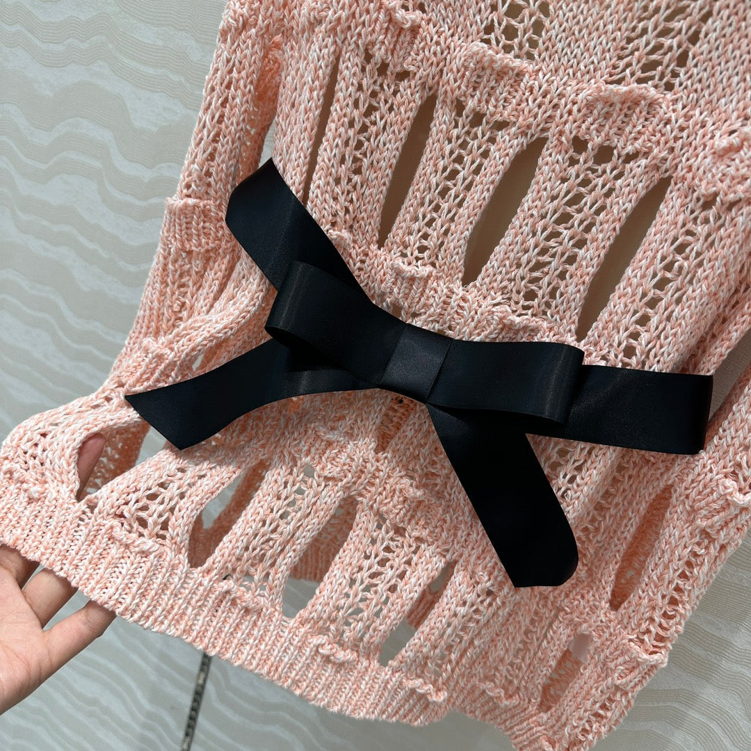 C 25 Wispy Crochet Knit Tank Top (mit Schmetterlingsgürtel) 