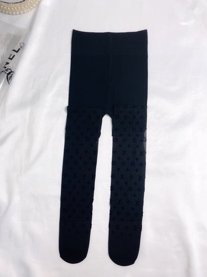 L Classic flocked letter stockings