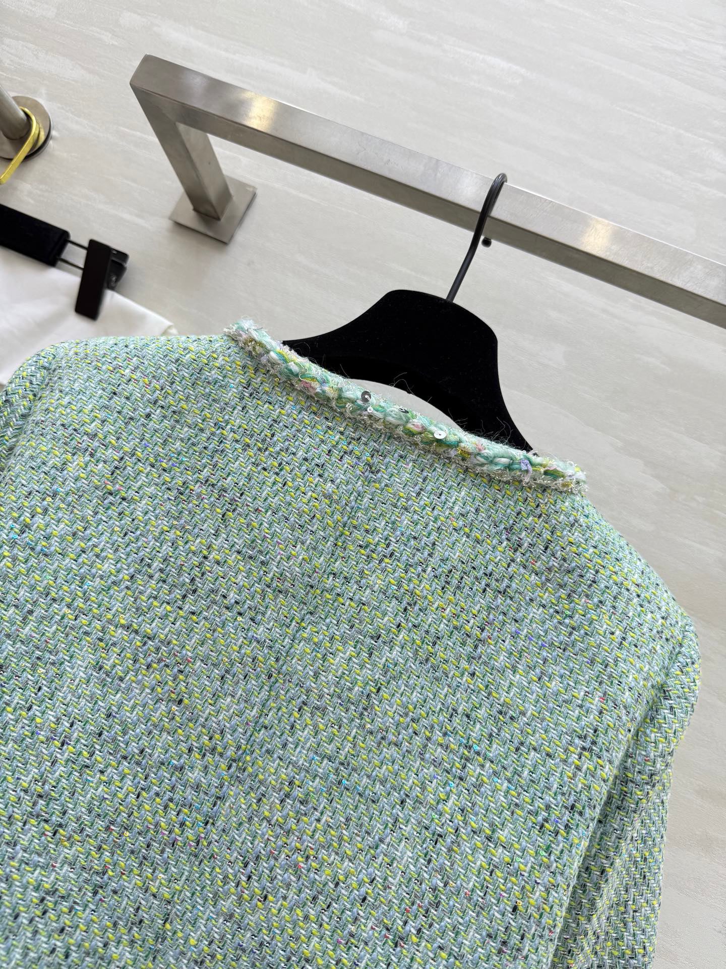 C 25 Green Braided Lace Tweed Jacket