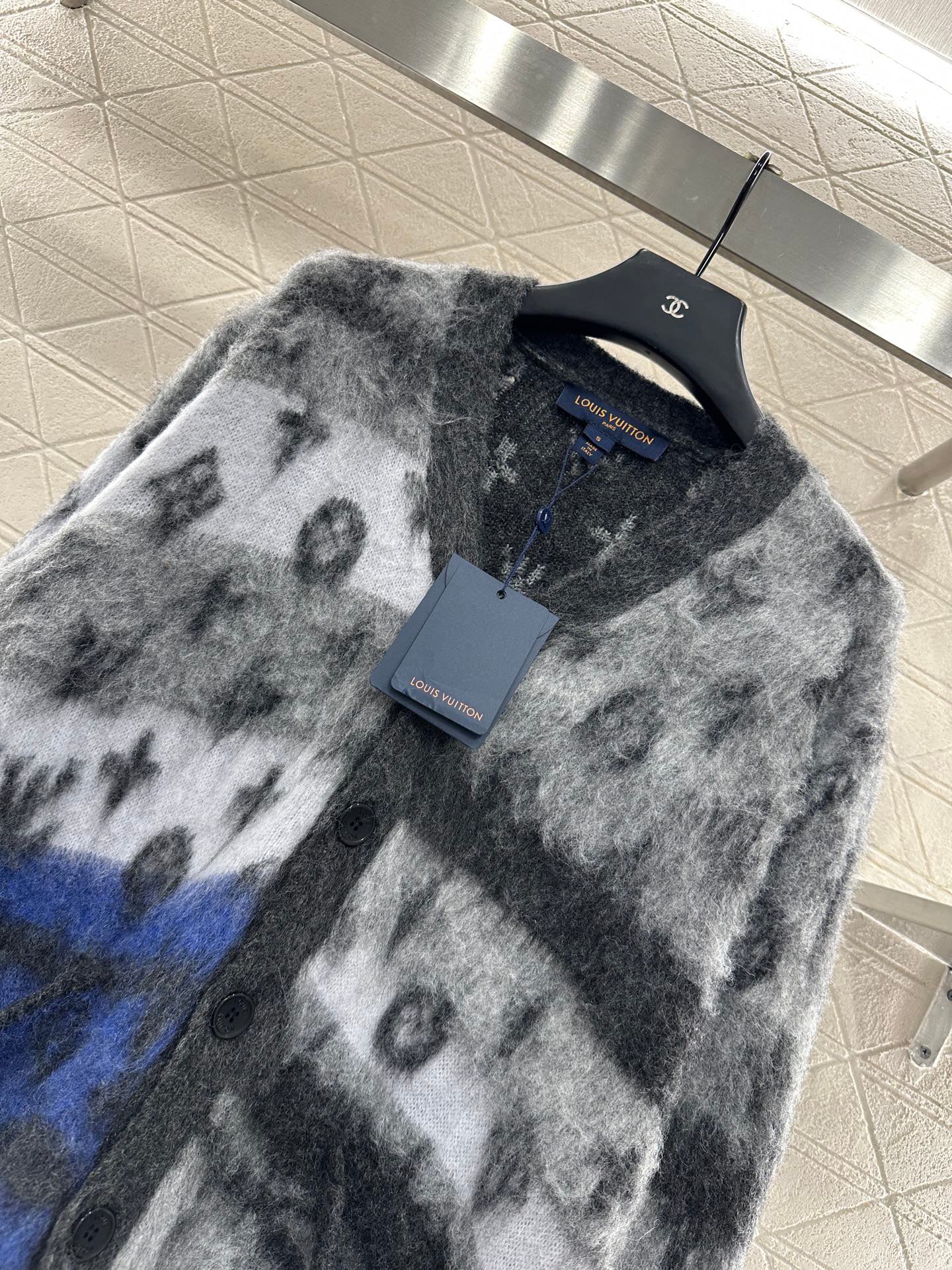 L 25 jacquard contrast mohair cardigan