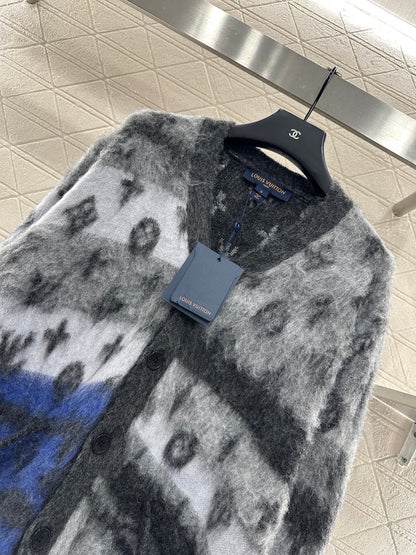 L 25 jacquard contrast mohair cardigan