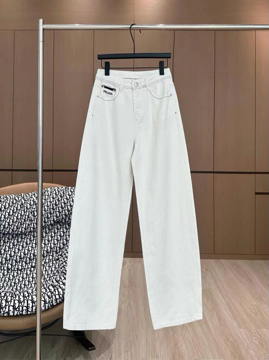 25 new custom contrast color inverted triangle decoration jeans