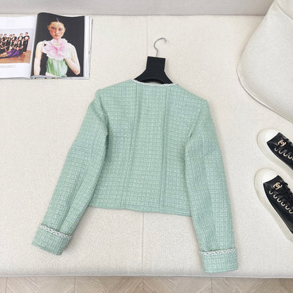C 25 Mint green woven woolen coat