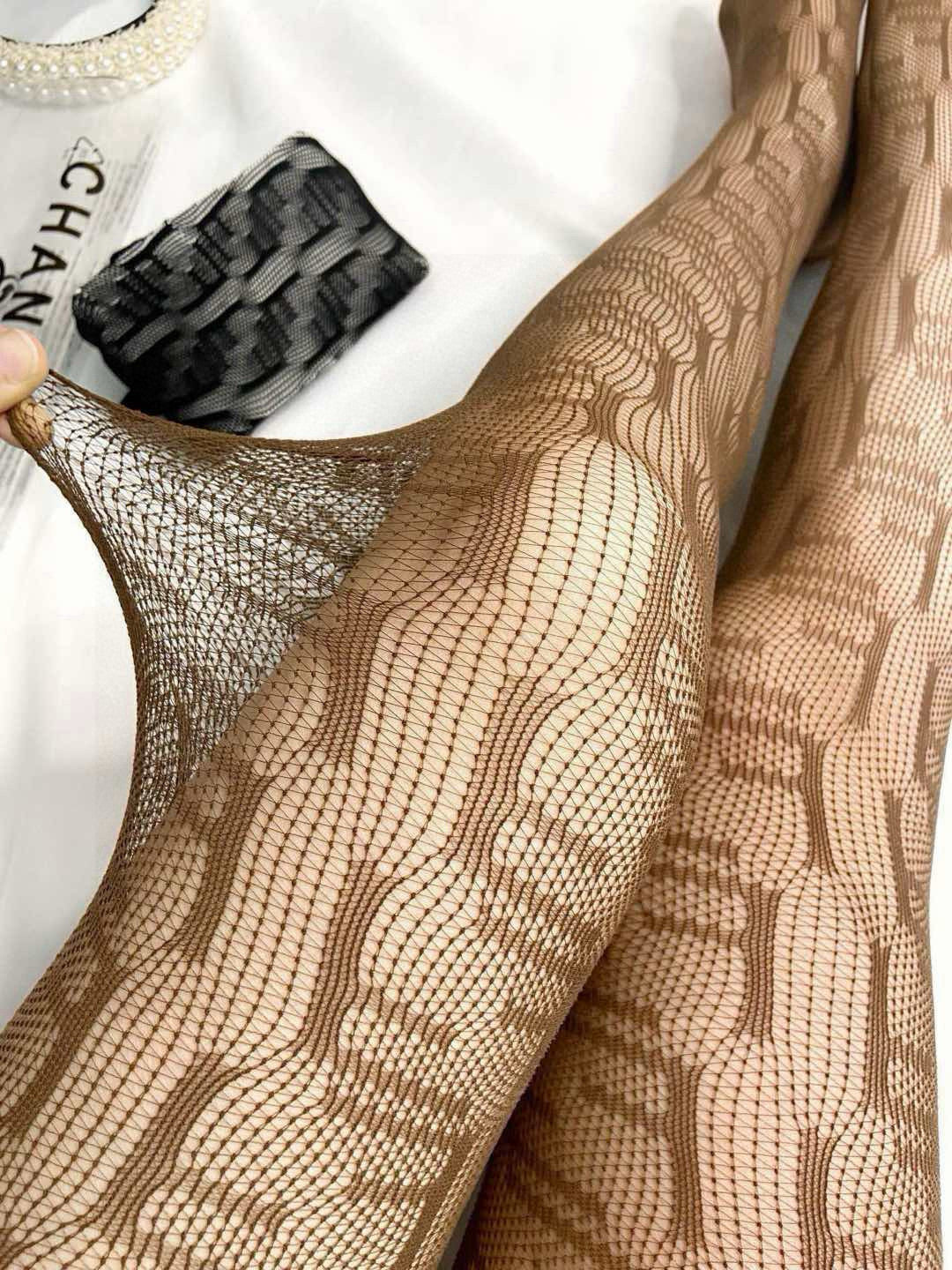 F Hot sale fishnet stockings with monogram