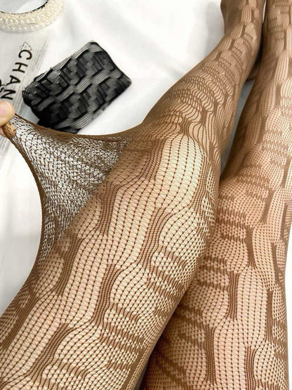 F Hot sale fishnet stockings with monogram