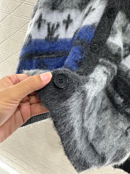 L 25 jacquard contrast mohair cardigan
