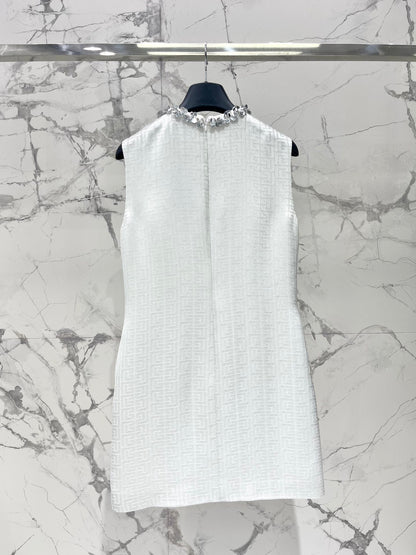 Ba 25 Studded Diamonds Hollow Out Sequins Waist Closing Sleeveless Dress