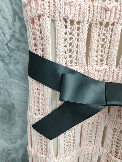 C 25 light pink knit cutout dress