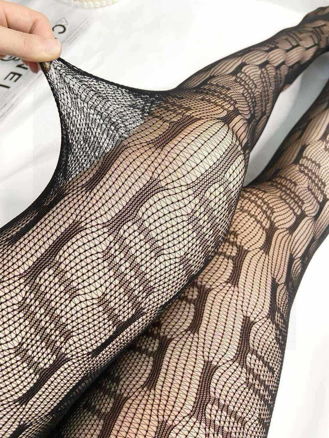 F Hot sale fishnet stockings with monogram