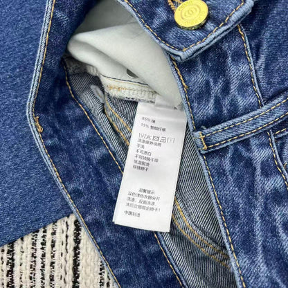 Jacquard logo denim straight leg pants