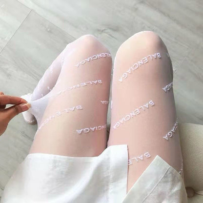 B Classic flocked letter stockings