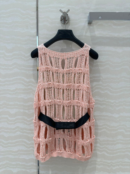 C 25 Wispy Crochet Knit Tank Top (mit Schmetterlingsgürtel) 