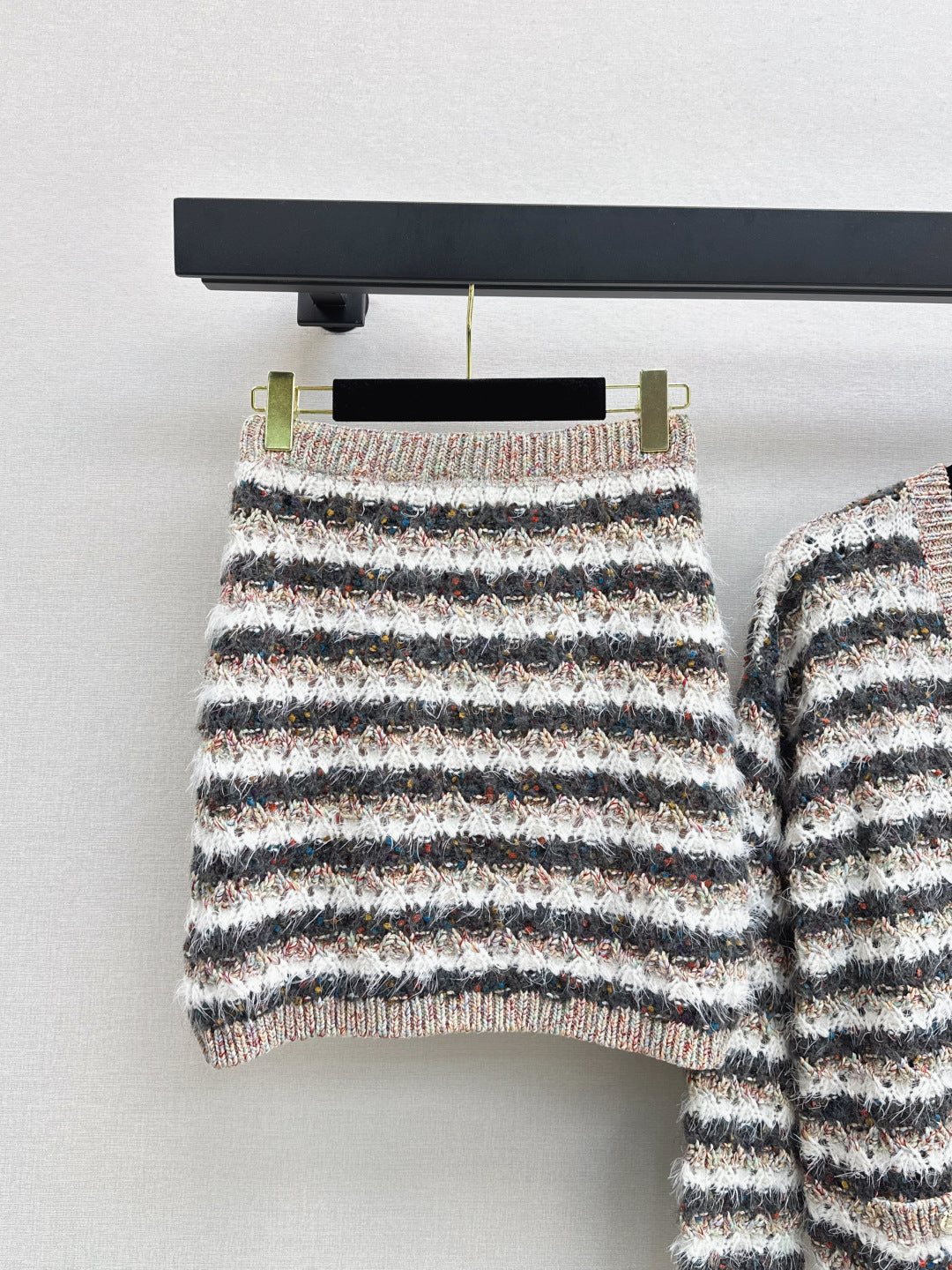 C 25 Cashmere striped knit + skirt set
