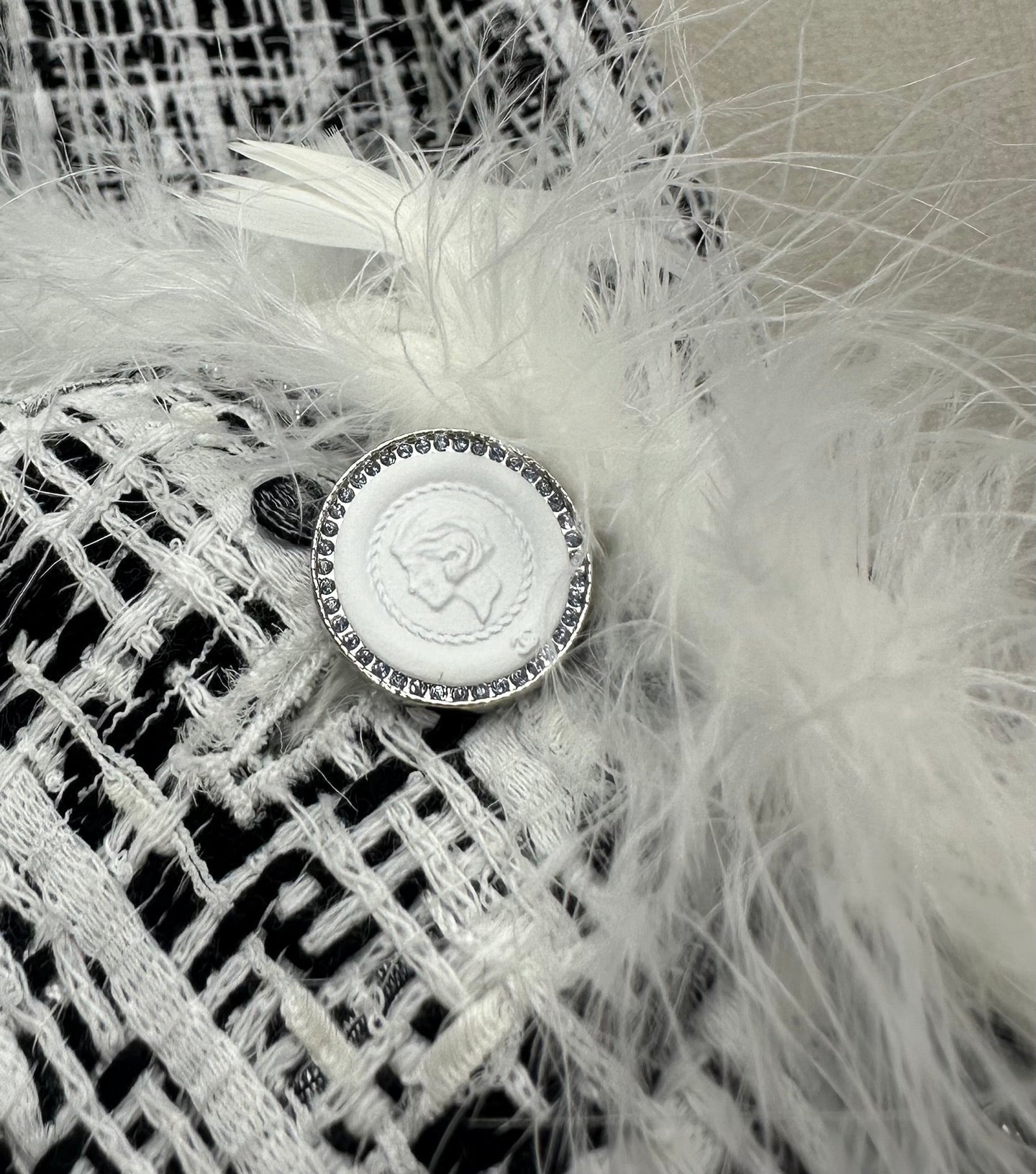 Feather-Trim Tweed Jacket