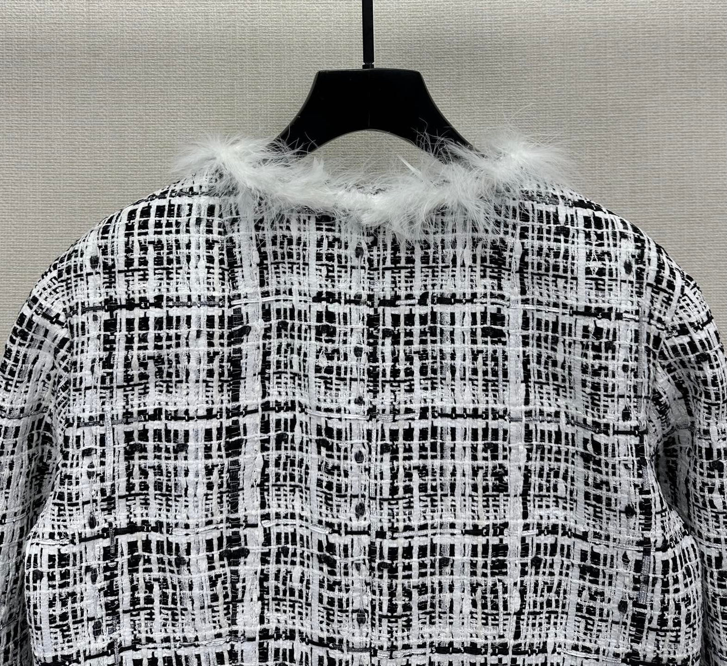 Feather-Trim Tweed Jacket