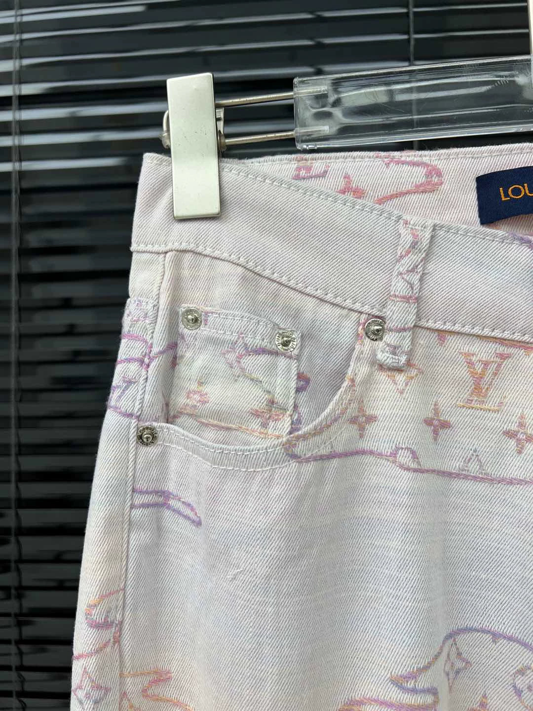 L 25 Colorful pattern jacquard denim trousers