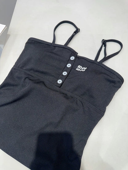 D 25 Black Camisole One-piece Swimsuit