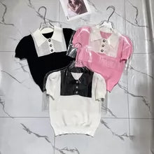 C 25 Polo Neck Women's Casual Knit Top