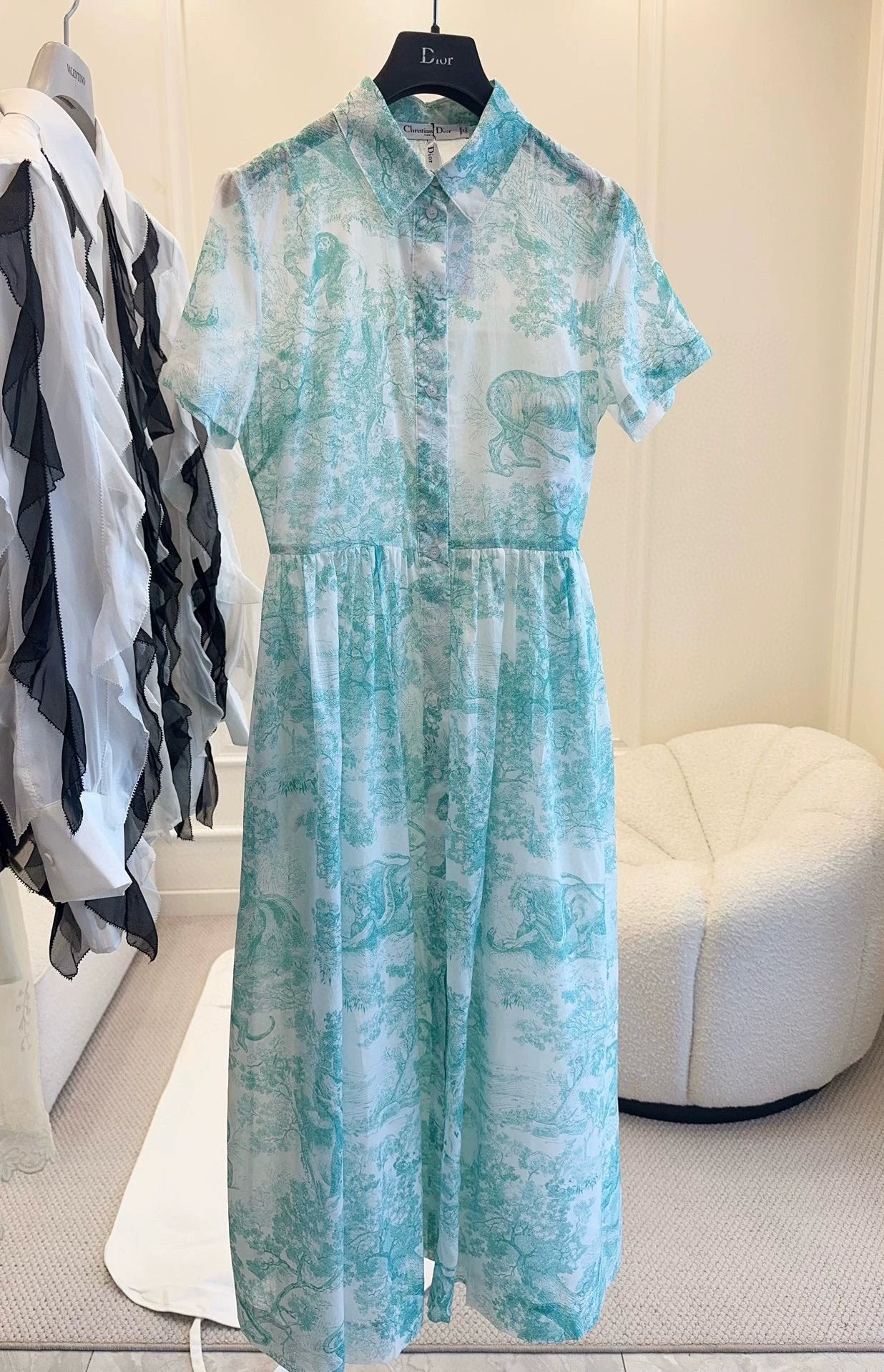 D 25 New Jungle Animal Print Short Sleeve Long Dresses