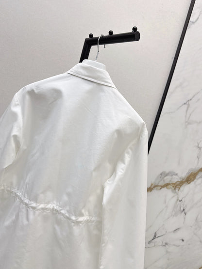 Mon 25fw New style drawstring waist mid-length trench coat