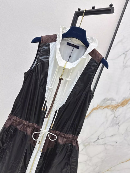 L 25 spring and summer newest style stand-up collar sleeveless waist dresses