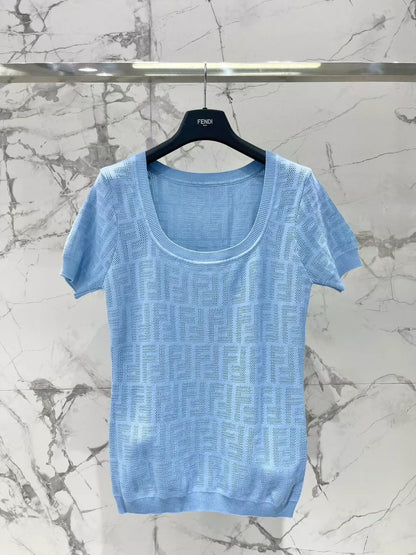 F 25 Hollow out Breathable Logo Short Sleeve