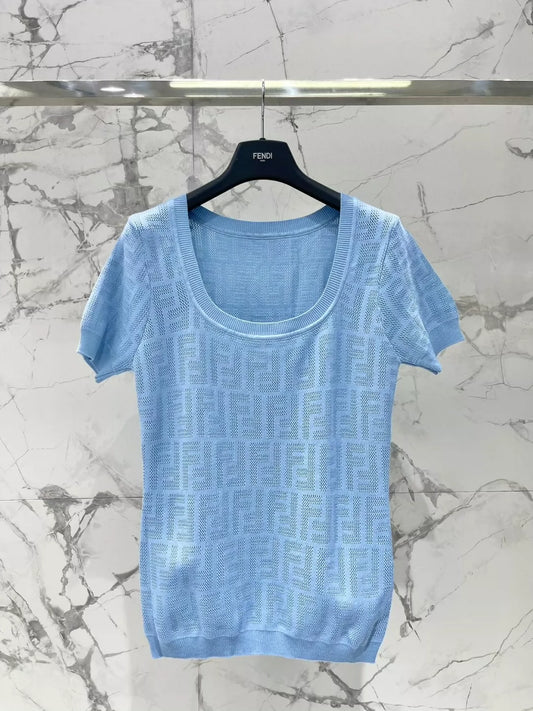 F 25 Hollow out Breathable Logo Short Sleeve