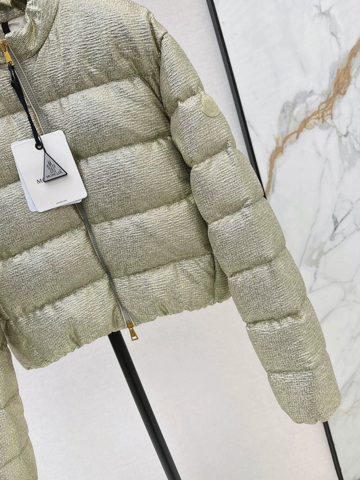 MON 25fw Silver stand collar down jacket