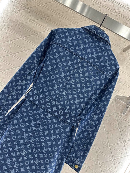 L 25 Jacquard belted denim dress
