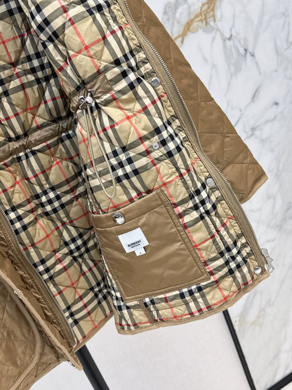 BRU 25 New Diamond Quilted Hooded Down Jacket Mid-Length Jacket