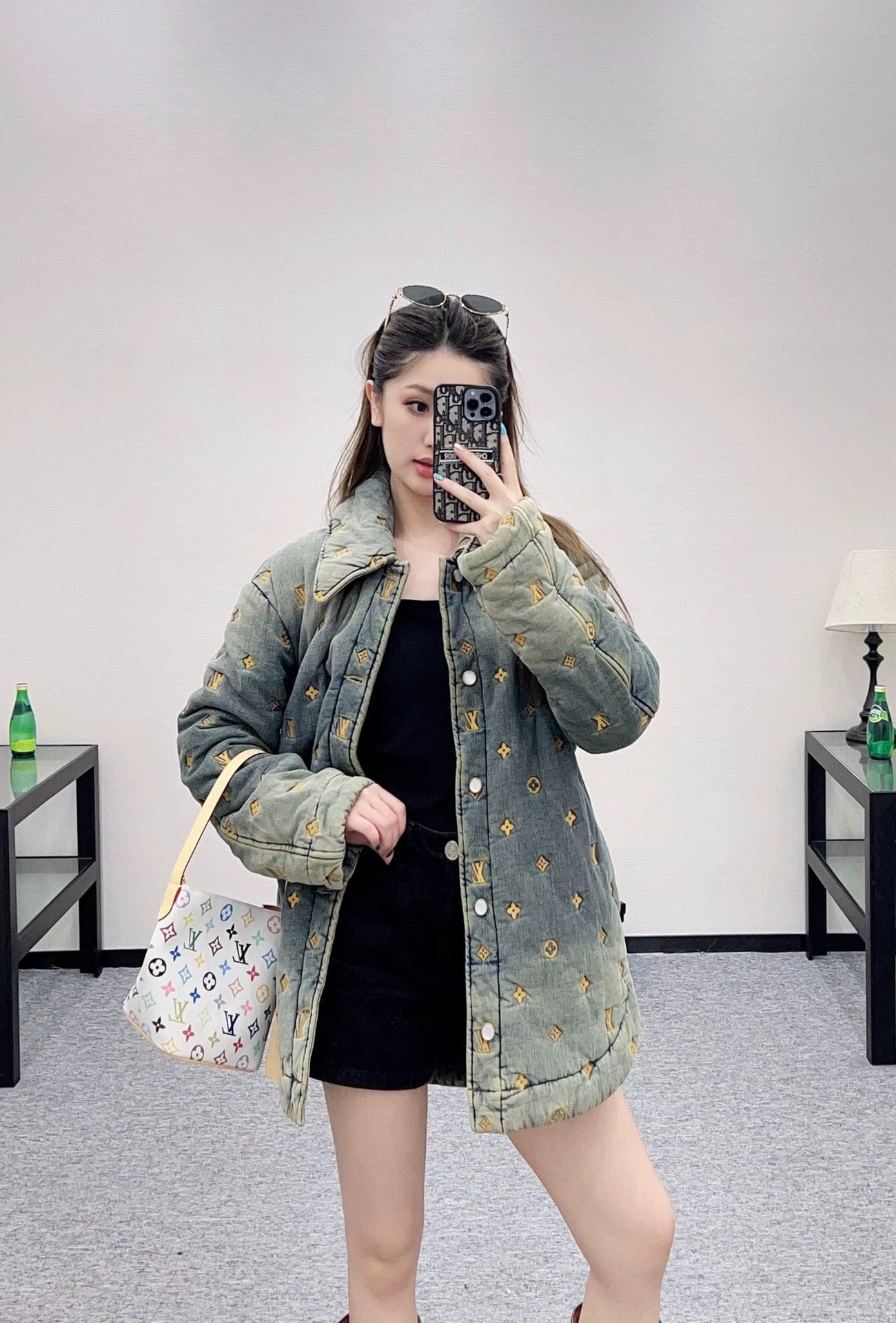 L 25 jacquard padded denim jacket