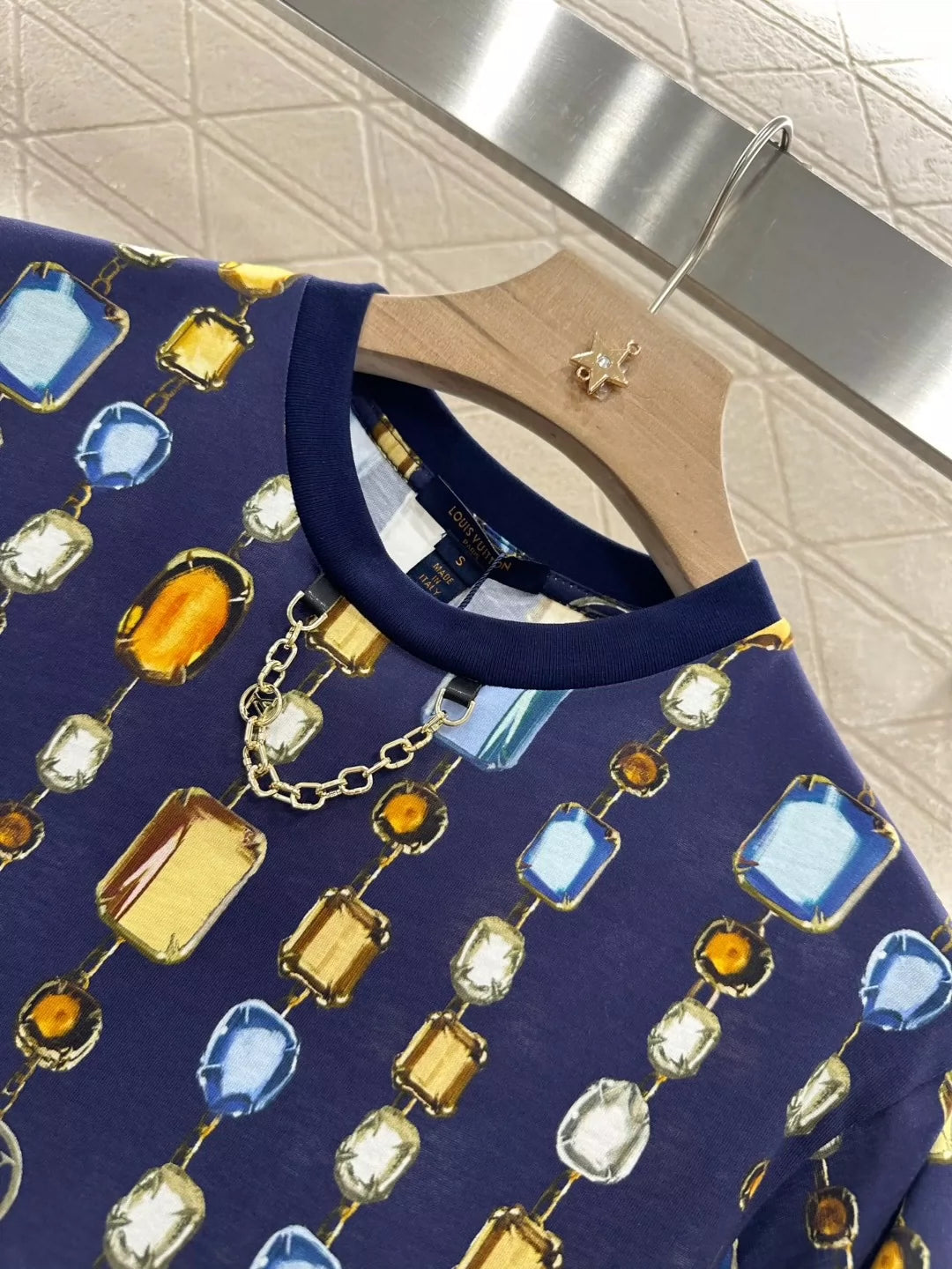 L 25 Summer New Round neck Printed chain short sleeve T-shirt