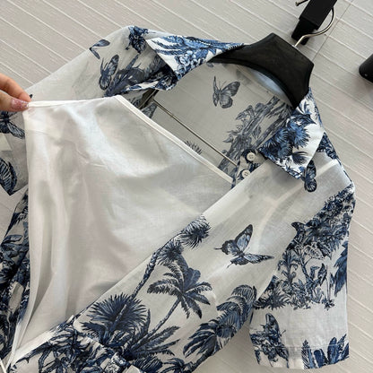 D 25 Spring/Summer New Printed Petticoat Neck Short Sleeve Dresses