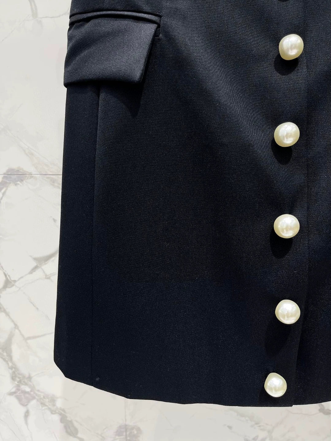 BA 25 new grain wool pearl single-breasted tube top dress