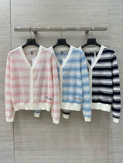 D 25 Spring/Summer Resort Collection Dopamine Colorway Premium Gradient Stripe Yarn Knit Small Cardigan