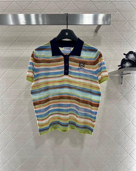 LO 25 Colorful striped knitted short sleeves