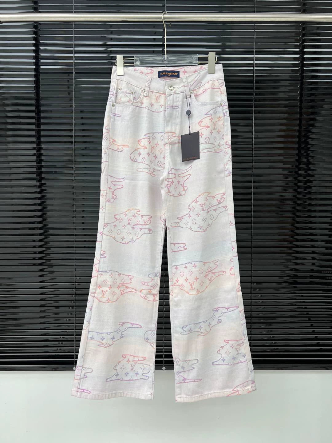 L 25 Colorful pattern jacquard denim trousers