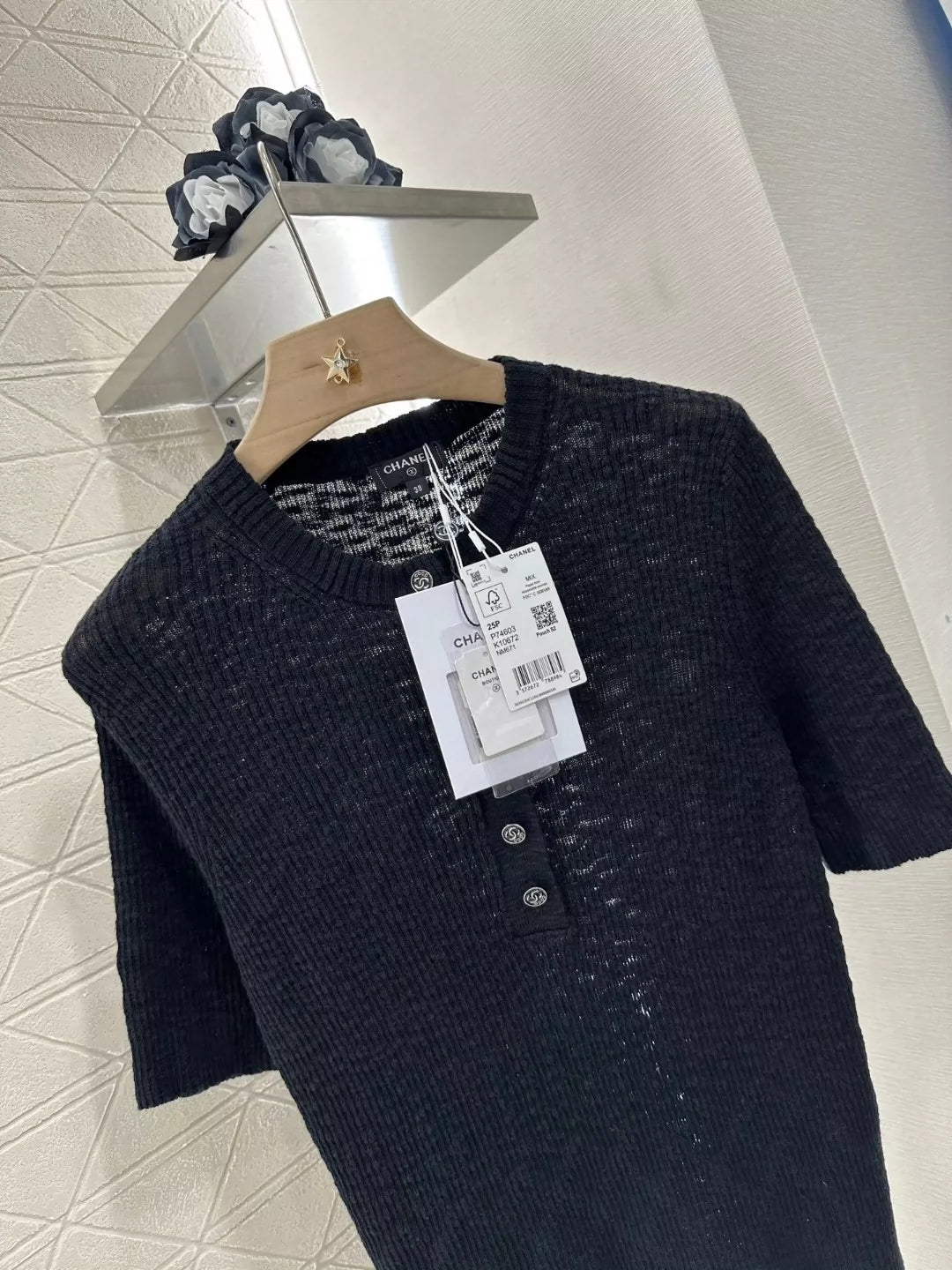 C 25 new style half-open placket slim fit knitted short sleeves
