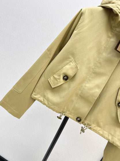 Bru 25 Classic Hooded Cropped Trench Coat