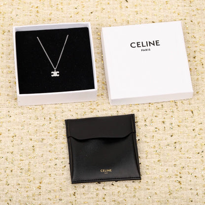 CE 25 Gold necklace with full diamond logo and Arc de Triomphe logo